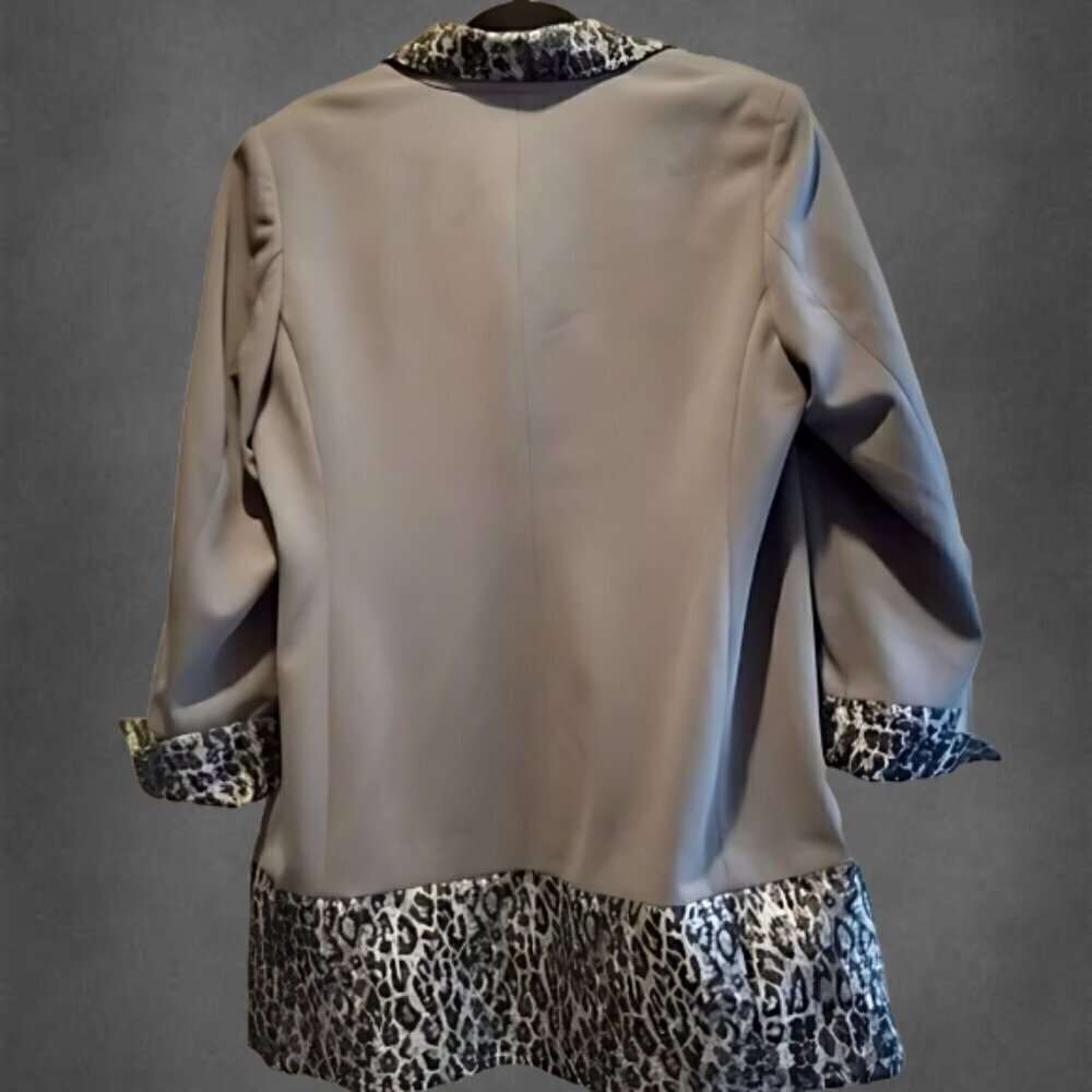 Leopard Trim Dennis Basso Blazer Peacoat Double-Breasted S 16 New With Tags - Picture 6 of 15